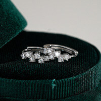 S925 Sterling Silver Moissanite Square Geometric Unisex Earrings-Set with moissanite - white gold  925 silver