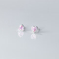 wholesale S925 silver women's small and delicate heart-shaped diamond-studded earrings, elegant student heart-shaped sweet ear accessories M02072-0-2