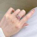 wholesale 925 Silver New Jewelry 7*7 Radiant Pink Diamond Open Ring for Women, Fashion and Versatile-0-3