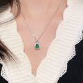 wholesale S925 Sterling Silver High-end Natural Weit Jadeite Emerald Green Gourd Necklace, Fu Lu Pendant, Elegant New Chinese Style Collarbone Chain-0-5