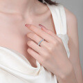 S925 Sterling Silver Full Moissanite Square Row Ring, Dainty and Versatile-0-2