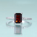 wholesale S925 Sterling Silver Cross-Border Hot-Selling 6*8mm Natural Topaz and Garnet Crystal Women's Square Ring-0-1