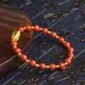 wholesale Gold, Red Agate, Amber Ancient Style Red Jade Stone Handmade Braided Bracelet for Women's Birth Year-0-2