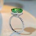 wholesale S925 Sterling Silver New Jewelry Emerald Green Full Diamond Square Wrap Women's Ring for Cross-Border Live Streaming European and American Style-0-2
