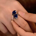 wholesale Metal Ring, Zhuo Zhifan Live Broadcast Same Style, Imported New Design, Waterdrop 3-Carat Blue Spinel 8*12 Open Adjustable Ring-0-2
