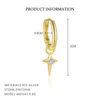 wholesale S925 Sterling Silver Geometric Zircon Earrings For Women, Minimalist French Style-E4800-Gold/Single 925 Silver