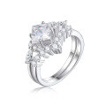 wholesale 925 Sterling Silver Two-Piece Combination Ring Set for Women, High-End Fashion Wedding Band, Ins-0-0