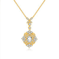 wholesale S925 Sterling Silver Cross-Border New Live Streaming Hot-Selling European and American Style Vintage Egg-Shaped Moissanite Necklace Luxury Collarbone-Silver inlaid with zircon--white gold