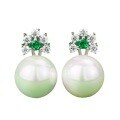 wholesale S925 Sterling Silver New Floral Mother-of-Pearl Pearl Earrings Set with High-Carbon Diamonds, Small and Chic-0-4
