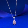 wholesale S925 Silver Pink Diamond Pear-shaped Heart Necklace, Elegant and Versatile for Cross-border Live Streaming-0-1