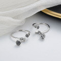 wholesale S925 Sterling Silver Retro Ethnic Lotus Pod Lotus Pendant Ring Oriental Pastoral Style Trendy Internet-Famous Ring-0-0