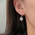 wholesale Metal material: S999 Sterling Silver Snowflake ear hooks for women,, minimalist and fashionable, high-end earrings, Korean style-0-3
