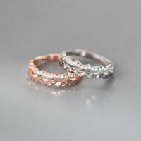 wholesale S925 Sterling Silver Fresh and Sweet Ins Style Niche Design Inlaid Diamond Crushed Ice Wave Ring R02670-S925 silver ring silver opening adjustable