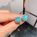 wholesale Metal, Simulated Emerald 7*7 Ear Studs with Full Diamond Surround, Women's Jewelry, Amazon Drop Shipping-0-0