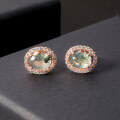 wholesale 925 Sterling Silver Small and Delicate Fresh and Versatile Earrings Non-Tarnish Jewelry Natural Moss Agate Stud Earrings-0-4
