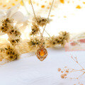 wholesale S925 silver gold-plated, Dunli Jewelry new release, artistic vintage peacock petal natural orange garnet pendant for women-0-0