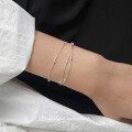 wholesale 925 Silver Exquisite Korean-style Ins Trendy Minimalist Three-layer Beaded Snake Bone Bracelet S7381-0-1