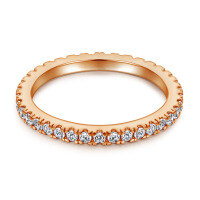 wholesale S925 Sterling Silver Rose Gold Plated Micro-Paved Zircon Row Diamond Engraved Index Finger Ring and Pinky Ring for Women, Wholesale from Manufacturer-Rose Gold Full Diamond Ring US Size 6#