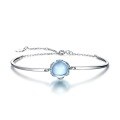wholesale S925 Sterling Silver Fashion Minimalist Geometric Sky Blue Topaz Bracelet for Women, Niche Luxury Style Jewelry Wholesale-0-4