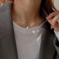 wholesale 925 Sterling Silver Double Smile Face Necklace for Women, European and American Style, Personalized Ins Fashion, Elegant and High-End Sense Collarbone Chain-0-2