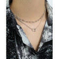 wholesale S925 Sterling Silver 403 Korean Style Personality Collarbone Chain Ins Minimalist Cold Tone U-Shaped Bead Side Chain Women's Necklace-0-3