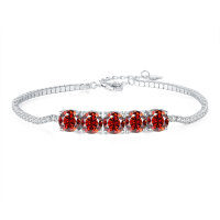 Sterling Silver Cross-Border Four-Prong Moissanite Bracelet-5ct red moissanite