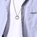 wholesale S925 silver Moebius ring necklace for men, trendy brand, versatile silver curb chain pendant necklace-0-3