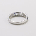 wholesale 18K Gold Art Li Jewelry Wholesale Fashion Commuter Style Minimalist Hollow Blue Sapphire Full-Cut Diamond Ring-0-3
