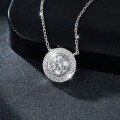 wholesale S925 silver plated with 18k gold necklace with 1 carat round bubble full moissanite pendant from moissanite manufacturer wholesale-0-2
