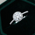 S925 Sterling Silver 1-Carat Luxury Round Halo Moissanite Ring, Factory Cross-Border Supply-0-4