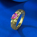 wholesale Metal Material: S925 Silver Gold-Plated Live Stream Style 4*6mm Rubellite Pink Sapphire Pear-Shaped Teardrop Ring Supports Drop Shipping-0-2