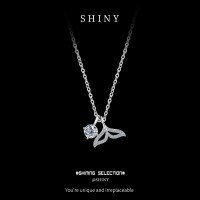 Sterling Silver New Korean Style Exquisite Cute Dolphin Moissanite Necklace-S925 sterling silver + 50 points Moissanite