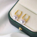 wholesale 18K Gold Japanese Seawater Pearl Earrings Women's Round Fashion Minimalist Studs Akoya Ear Clips Strong Light Bulb-0-1