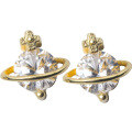 wholesale S925 silver stud earrings with diamond inlaid and gold-toned star design, trendy women's jewelry E6153-0-4