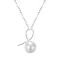 wholesale S925 sterling silver small designer geometric freshwater pearl necklace for women, encircling pearl pendant, gift-0-4