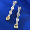 wholesale S925 Silver New Style Fashion European and American 8*10mm High Carbon Diamond Yellow Diamond Trapezoid Cut Earrings for Women-0-0