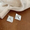 wholesale S925 Sterling Silver Geometric Rhombus Earrings for Women, Exaggerated Asymmetrical Hip-Hop Drop Earrings with Elaborate Design-0-4