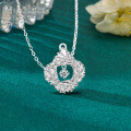 S925 Sterling Silver Four-Leaf Clover Dreamcatcher Necklace with Moissanite Pendant-0-0