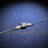 925 Sterling Silver Moissanite Angel Wing Bracelet for Women-1 carat (D color moissanite)  925 silver