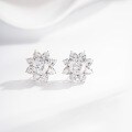 S925 Sterling Silver Sunflower Stud Earrings with Radiant Cut Ice Flower and High-Carbon Diamonds-0-1