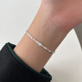 wholesale S925 Sterling Silver Inlaid Diamond Round Wheel Broken Silver Bracelet Ins Style Niche Design Sense Women's Accessory S5758-0-1