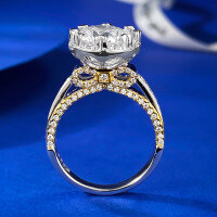 wholesale S925 Sterling Silver New 3ct High Carbon Diamond Ring with Bow Knot and Gold-Tone Prong Setting-R713 White>No. 5