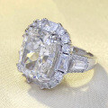 wholesale S925 Silver New High-End Simulated Diamond 12*14 High Carbon Diamond Ice Cut White G Color Ring for Women-0-1