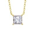 wholesale S925 silver new style 1ct princess-cut high-carbon diamond necklace for women, layered collarbone chain-0-4