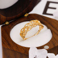 wholesale 925 Sterling Silver Gold Plated Openwork Lace Ring for Women, Versatile Stacking Leaf Vine Branch Ring in European Vintage Court Style-0-4