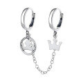 wholesale S925 Sterling Silver Integrated Crown Tassel Double Ear Piercing Ear Clasp with Stylish Design and Elegant Temperament for Women-0-4
