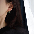 wholesale S925 Silver Inlaid Natural Hetian Jade Jasper Ear Studs, New Chinese Minimalist Style, Live Streaming Hit, Wholesale from Manufacturers-0-3