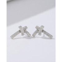 wholesale 925 Sterling Silver Full Diamond Icy Sparkle Knot Earrings for Women, LuxuryDesign Daily Wear Advanced Sense Ear Drops-Full Diamond Earrings-with Plastic Earplugs 925 Silver