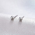wholesale 999 sterling silver stud earrings for women, minimalist luxury design with 3mm round beads, solid silver jewelry, niche accessory-0-2