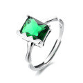 wholesale S925 Sterling Silver Simple Blue Zircon/Green Zircon Ring, French Ins Style Luxury Versatile Band-0-4